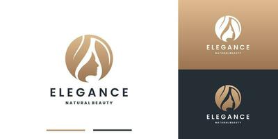 élégance féminin pur beauté logo cosmétique. femme se soucier logo avec d'or Couleur vecteur