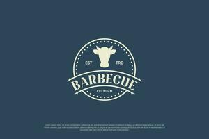 ancien étiquette barbecue, logo conception pour restaurant ou Viande magasin. vecteur