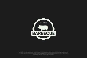 ancien barbecue et gril logo conception emblème. steak maison insignes, Étiquettes. vecteur