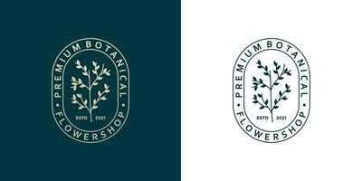 beauté botanique logo conception badge rétro style pour fleuriste, fleur boutique, plante magasin vecteur