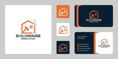 construire maison logo conception. Créatif maison construction logo vecteur avec affaires carte conception