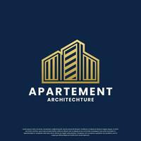 minimaliste bâtiment logo conception combiner maison avec gratte-ciel vecteur