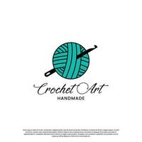 Fait main crochet et tricot logo conception. pour affaires auteurs de artisanat des produits. vecteur