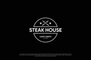 rétro steak maison logo conception. steak emblème, steak restaurant étiquette logo. vecteur
