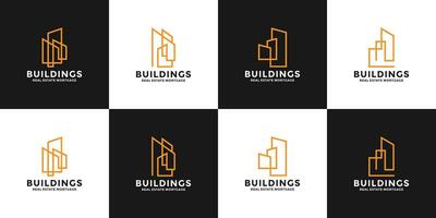 paquet bâtiment réel biens logo conception ligne art style pour votre affaires vecteur