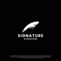 Signature plume logo conception. auteur logo vecteur .