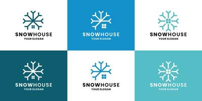 neige maison icône logo collection. neige et fenêtre élément combinaison vecteur