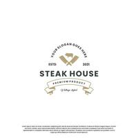 steak loger, du boeuf steak logo conception ancien pour restaurant affaires vecteur