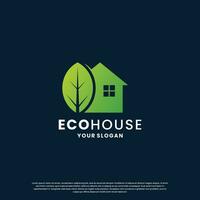 éco maison logo conception. moderne vert maison logo pour votre affaires vecteur
