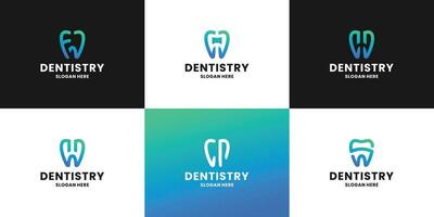 dentisterie, dentaire combiner avec initiales lettre logo conception. vecteur