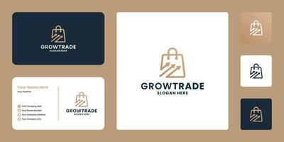 luxe croissance commerce, marché grandir logo conception avec d'or Couleur et affaires carte modèle vecteur