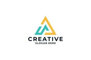 lettre une logo type avec Créatif Triangle concept. vecteur