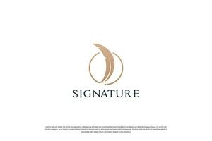 d'or penne Signature logo conception. plume stylo logo modèle. vecteur