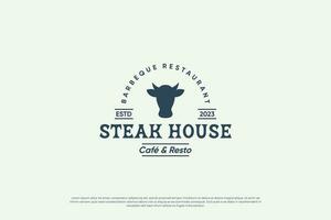 rétro steak, barbecue, du boeuf logo conception. conception badge pour prime aliments. vecteur