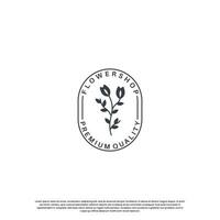 fleur magasin logo conception ancien. logo pour plante et fleur affaires vecteur