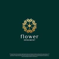 luxe boutique logo conception. fleur ornement logo modèle. monogramme concept avec d'or Couleur vecteur