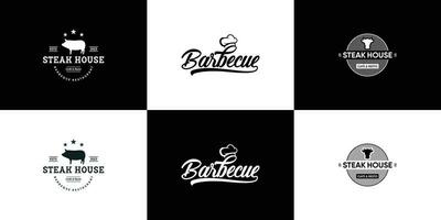 ensemble de ancien barbecue logo conception modèle. vecteur