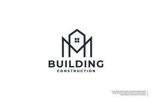 lettre m bâtiment concept logo conception modèle. vecteur