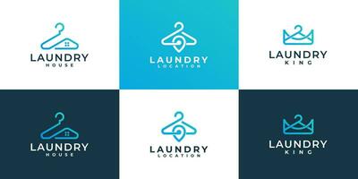 ensemble de nettoyer blanchisserie logo conception concept avec Créatif combinaison vecteur