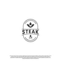 steak loger, du boeuf steak logo conception ancien pour restaurant affaires vecteur