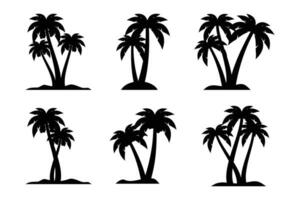noix de coco arbre silhouette icône, paume arbre silhouette vecteur collection.