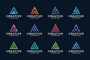 coloré lettre une logo conception avec Triangle concept vecteur