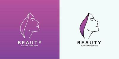 beauté femmes et feuille logo conception pour salon, vecteur