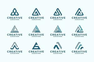 abstrait symbole lettre une logo conception avec Triangle concept collection. vecteur