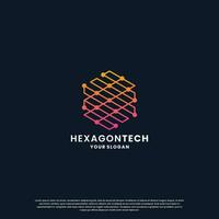 abstrait logo pour technologie. hexagone forme et lien circuit concept vecteur