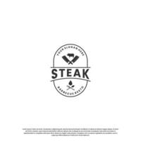 steak loger, du boeuf steak logo conception ancien pour restaurant affaires vecteur
