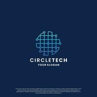 monde La technologie logo conception. abstrait logo pour technologie. cercle et circuit lien concept vecteur