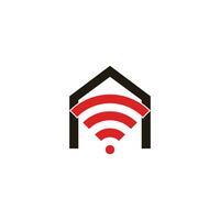 maison signal Wifi tranche conception logo vecteur
