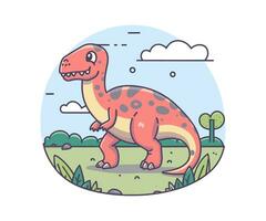 vecteur mignonne dinosaure illustration, dessin animé plat isolé