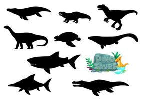 dessin animé dinosaures reptiles personnage silhouettes vecteur