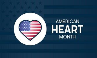 américain cœur mois est observé chaque année dans février. février est américain cœur mois. vecteur modèle pour bannière, salutation carte, affiche avec Contexte. vecteur illustration.