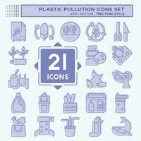 icône ensemble Plastique pollution. en relation à environnement symbole. deux Ton style. Facile conception modifiable. Facile illustration vecteur