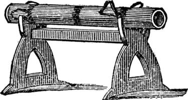 gravure de une pistolet Plate-forme utilisé à le bataille de cressy dans 1346 vecteur