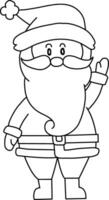 Père Noël claus en portant cadeaux à distribuer à les enfants. Père Noël gentil cœur, joyeux, heureux, saut, dansant. une Facile main tiré griffonnage dessin animé, mignonne pour des gamins sur Noël journée vecteur