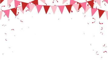 la Saint-Valentin journée avec rouge, rose papier drapeau et confettis fête ou mariage vecteur