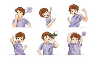 une collection de des illustrations de intelligent enfants expressions. vecteur illustration