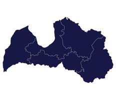 Lettonie carte. carte de Lettonie divisé dans cinq principale Régions dans bleu Couleur vecteur