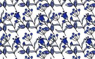 vecteur sans couture modèle. bleu fleurs sur une blanc Contexte. le modèle est prévu pour textile, tissu, conception, emballage papier, bannière ou carte.