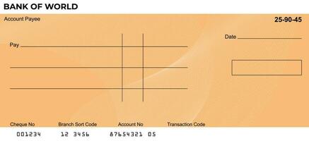 vecteur de Vide banque ou personnel vérifier. paiement, argent, espèces, monnaie, vérifier, billet de banque