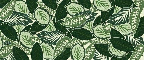 abstrait feuillage botanique Contexte vecteur. vert aquarelle fond d'écran de tropical végétaux, feuilles, feuille branches. feuillage conception pour bannière, impressions, décor, mur art, décoration, tissu. vecteur