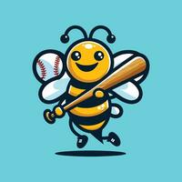 content abeille base-ball illustration vecteur
