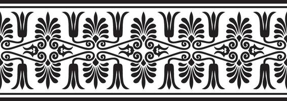 vecteur noir monochrome sans couture ornement de ancien Grèce. classique interminable modèle Cadre frontière romain Empire.