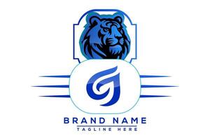 cj tigre logo bleu conception. vecteur logo conception pour entreprise.