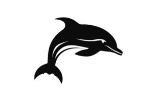 une dauphin vecteur noir silhouette isolé sur une blanc Contexte