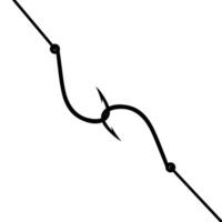 silhouette de deux connecté pêche crochets sur une blanc Contexte. poisson piège concept dans le mer. vecteur