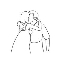Masculin et femelle amoureux étreindre illustration vecteur main tiré isolé sur blanc Contexte